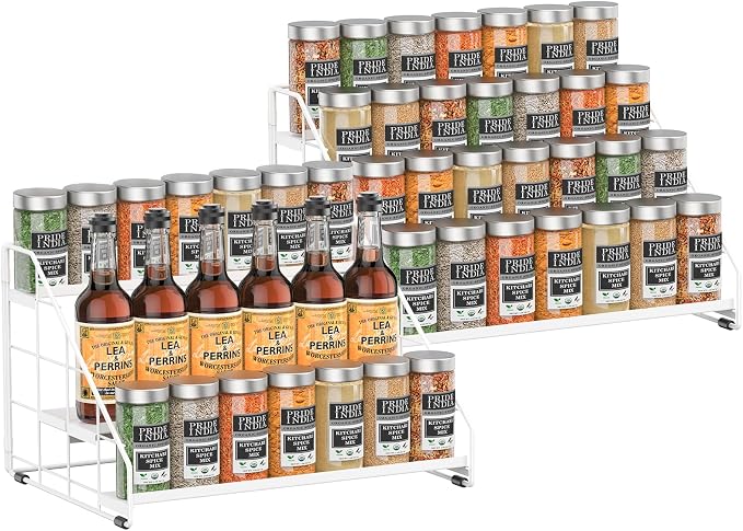 Spice Rack Organizer for Cabinet, 4 Tiered Spice Rack Organizer, Tiered by GIGIFTREE