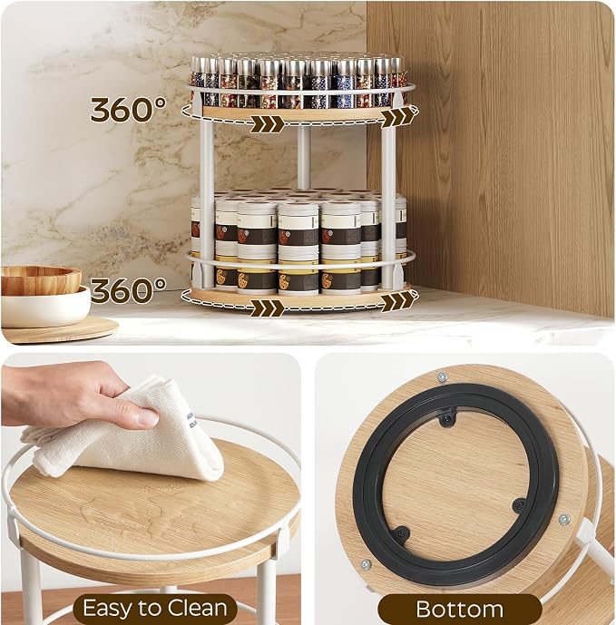 YATINEY Lazy Susan Organizer, Rotating Spice Rack, 2 Tier Spice Turntable - Image 6
