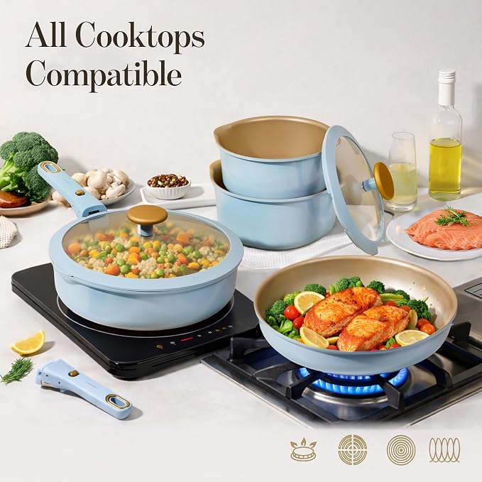 CAROTE 18Pcs Pots and Pans Set, Titanium kitchen Pan Set, Nonstick Cookware Set - Image 7