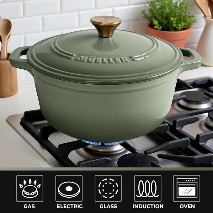 MUELLER HOME 6 Quart Enameled Cast Iron Dutch Oven - Image 6