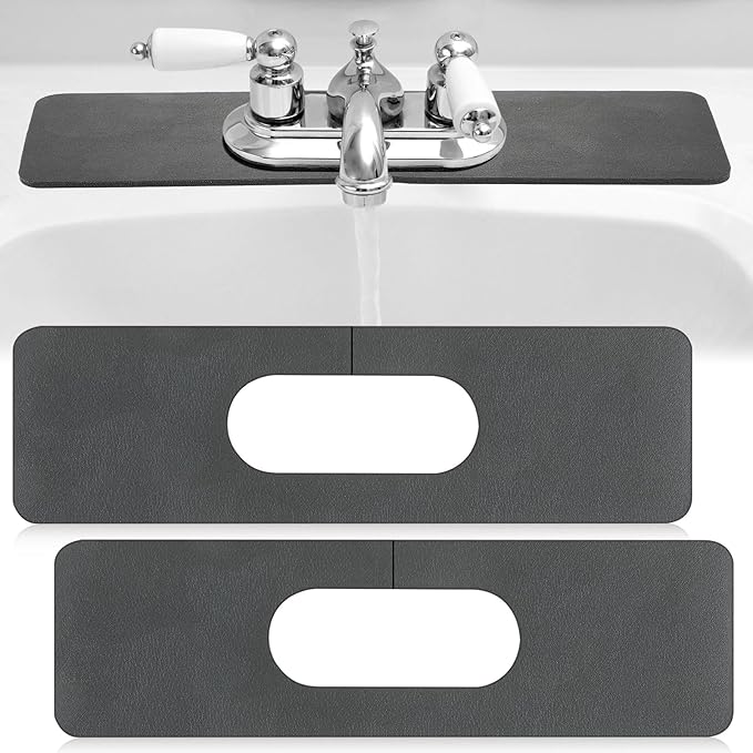 Tioncy 2 Pcs Faucet Mat Sink Splash Guard Oval-hole Oval Splash Pad by Tioncy