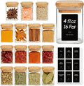 ComSaf Spice Jars with Label 4oz 16 Pack, Glass Spice Jars with Bamboo Lid by ComSaf
