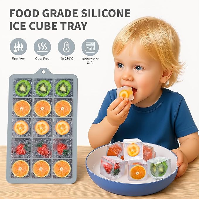 Silicone Ice Cube Tray 2 Pack, HANCELANT Ice Cube Mold, Ice Trays - Image 7