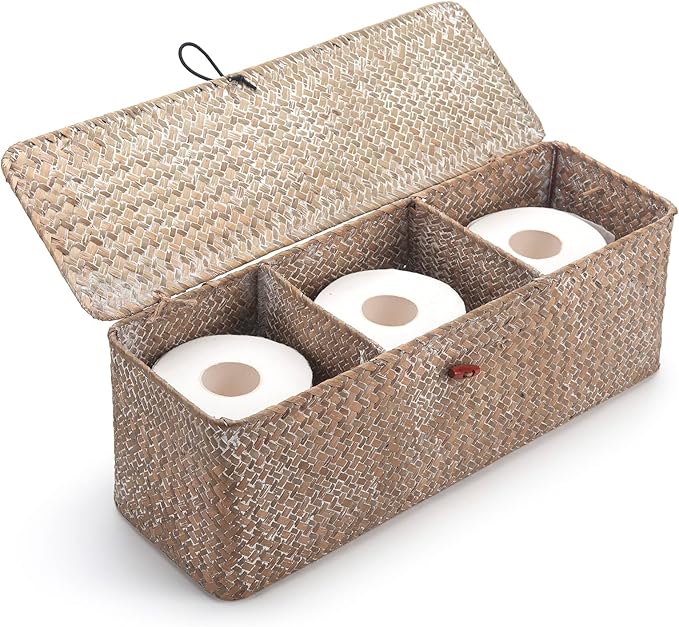 Whitewash Seagrass Tank Basket by DECRAFTS