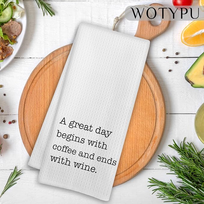 Funny Kitchen Bar Towels, Coffee Wine Lover Gifts Dish Tea Towels - Image 2
