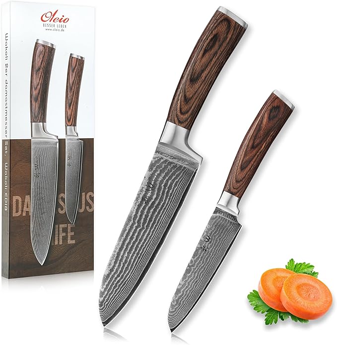 Wakoli EDIB 2-Piece Damascus Kitchen Knife Set – Santoku & Small Santoku by Wakoli