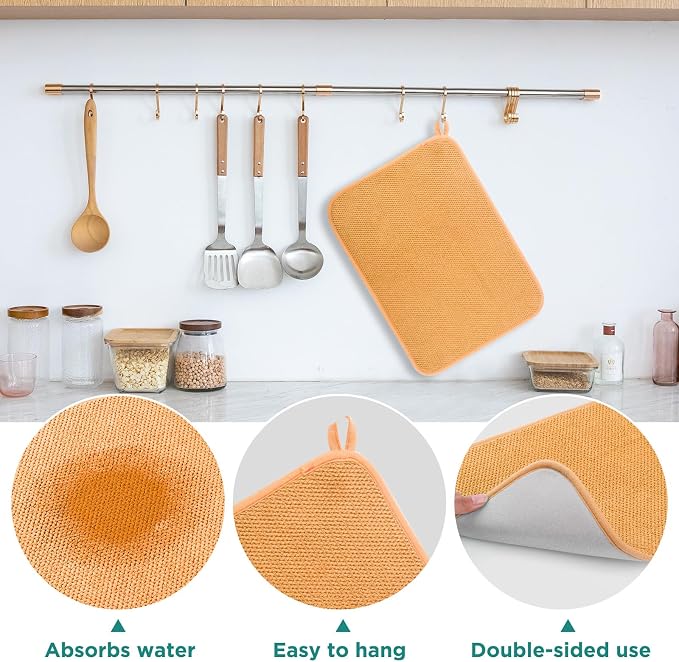 GeeRic Microfiber Dish Drying Mat, Super Absorbent Kitchen Dish Drying Pad - Image 4