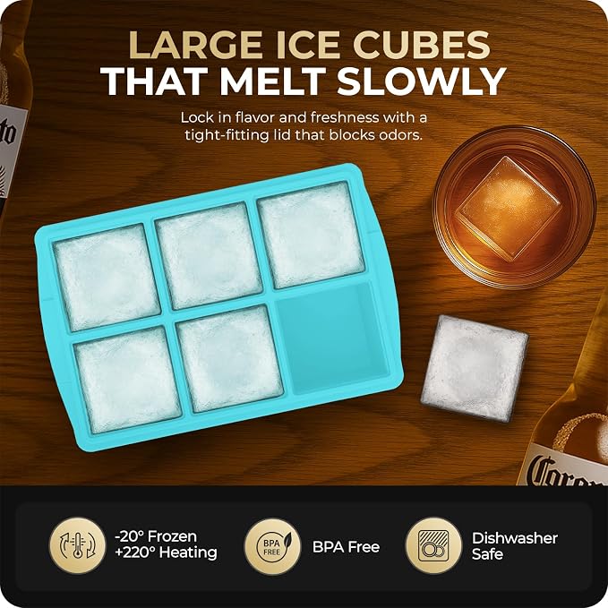 Large Ice Cube Trays for Whiskey, Silicone Ice Cube Tray, - Image 4