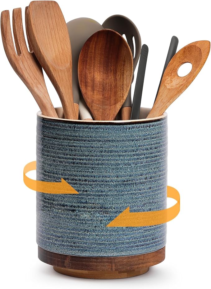 DOWAN 360° Rotating Extra Large Cooking Utensil Holder, 7.6" Kitchen Utensil by DOWAN