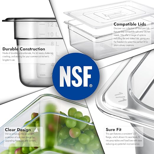 CURTA 6-Pack Full Size 6" Deep NSF Polycarbonate Food Pans | Dishwasher & - Image 5