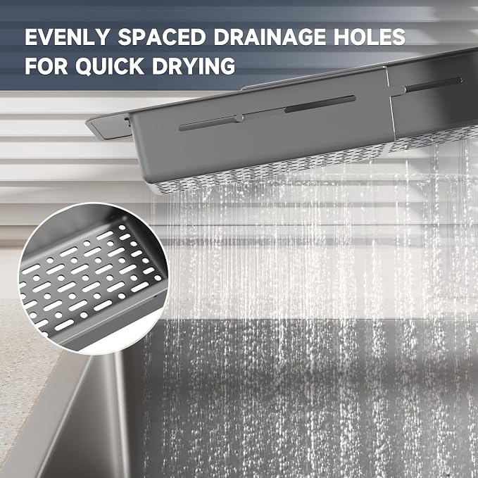 NiHome Extendable Sink Kitchen Organizer, Extra Long Telescopic Brush Storage - Image 8