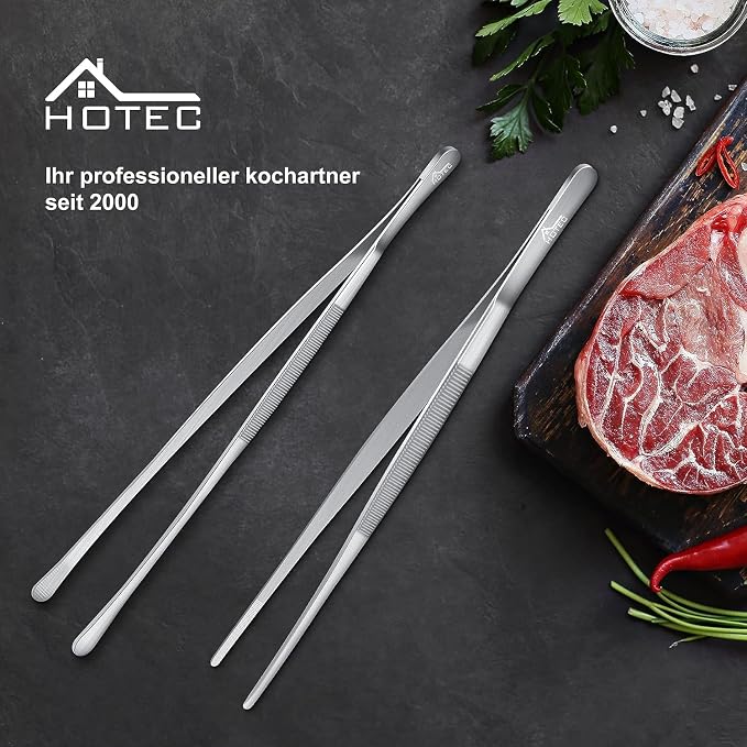 HOTEC Kitchen Tweezers Tongs Stainless Steel Professional Chef Tweezers - Image 9