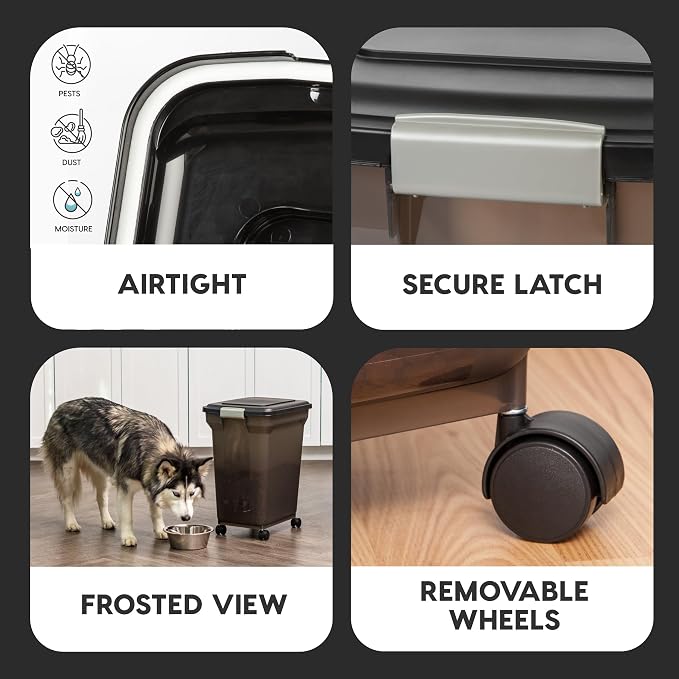 IRIS USA Airtight Dog Food Storage Container, WeatherPro, Removable Wheels - Image 4