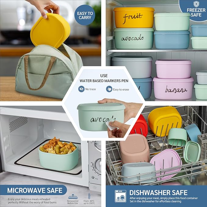 ISSEVE 12Pcs/Set Nesting Silicone Food Storage Containers - Image 6