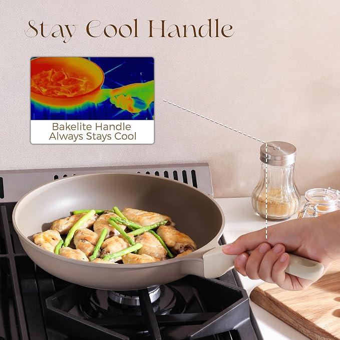 PRICUSIS Nonstick Frying Pan, 8/10/12 Inch Stain/Scratch/Crack Proof Chef Pan - Image 5