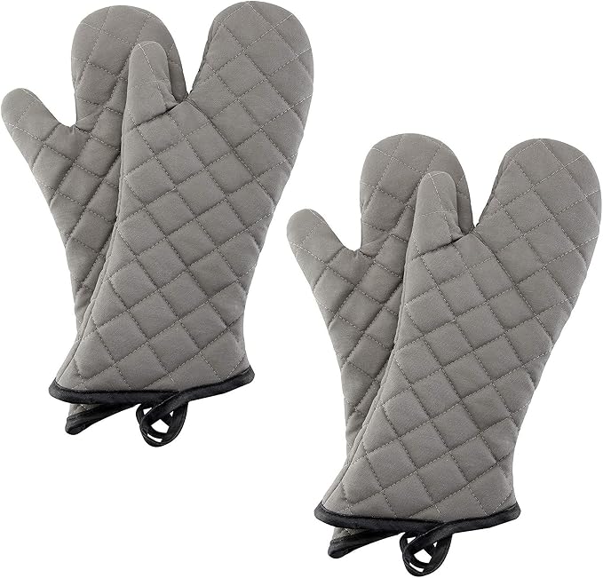 ARCLIBER Oven Mitts 2 Pairs of Quilted Terry Cloth Cotton Lining, Extra Long by ARCLIBER
