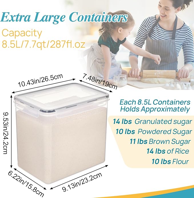 Vtopmart 8.5L 2 Pack Extra Large Flour Sugar Storage Containers - Image 2