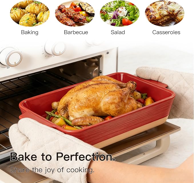 Dafuceramic Casserole Dish for Oven, 4.2 QT Baking Dish, 9x13 Large Porcelain - Image 3