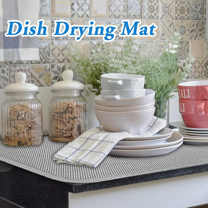 2 Pack Large Dish Drying Mat, 24x17 Inch Absorbent Microfiber Dishes Drainer - Image 4