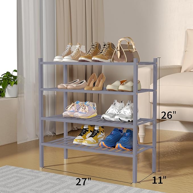 ROMGUAR CRAFT 4 Tier Bamboo Shoe Rack - Image 3