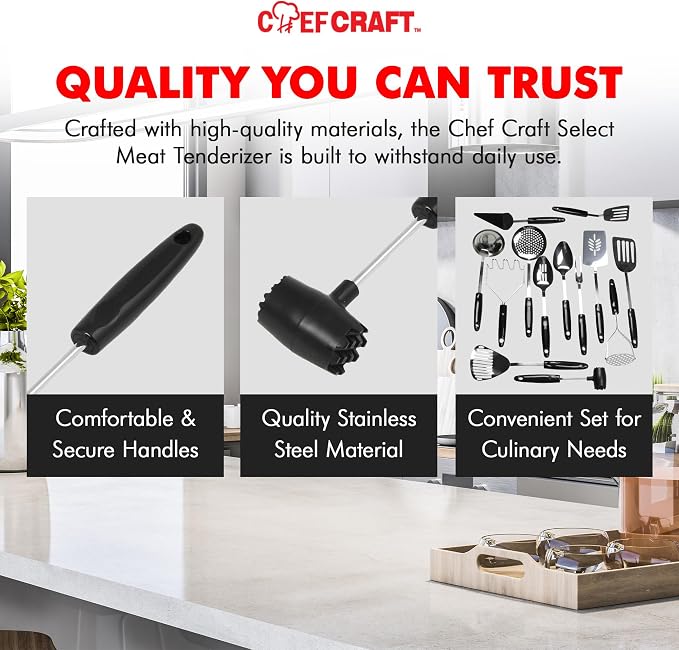Chef Craft Select Meat Tenderizer, 9.5 inch, Stainless Steel/Black - Image 6