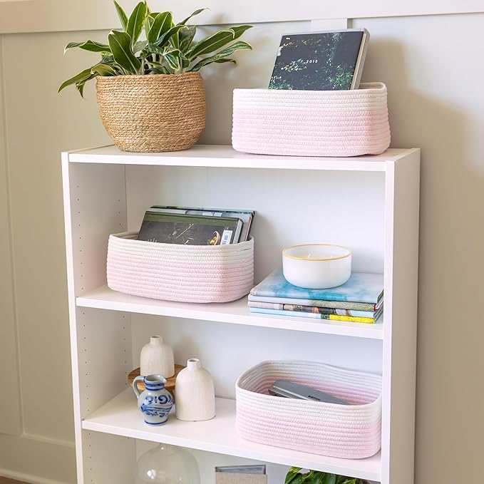 NaturalCozy 13.5”x8.5”x5.5” Rectangle Storage Baskets - Image 3
