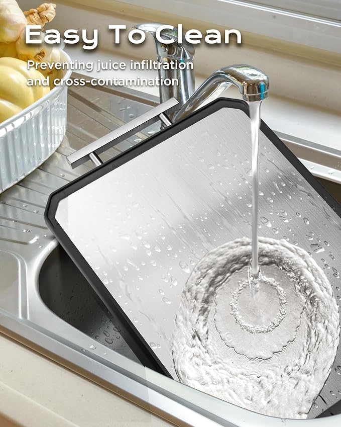 EXTRA LARGE Cutting Board, Double Sided Stainless Steel Cutting Boards Set - Image 8