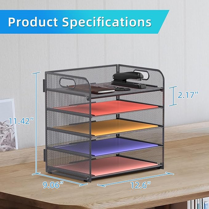 Supeasy 5 Trays Paper Organizer Letter Tray - Image 6