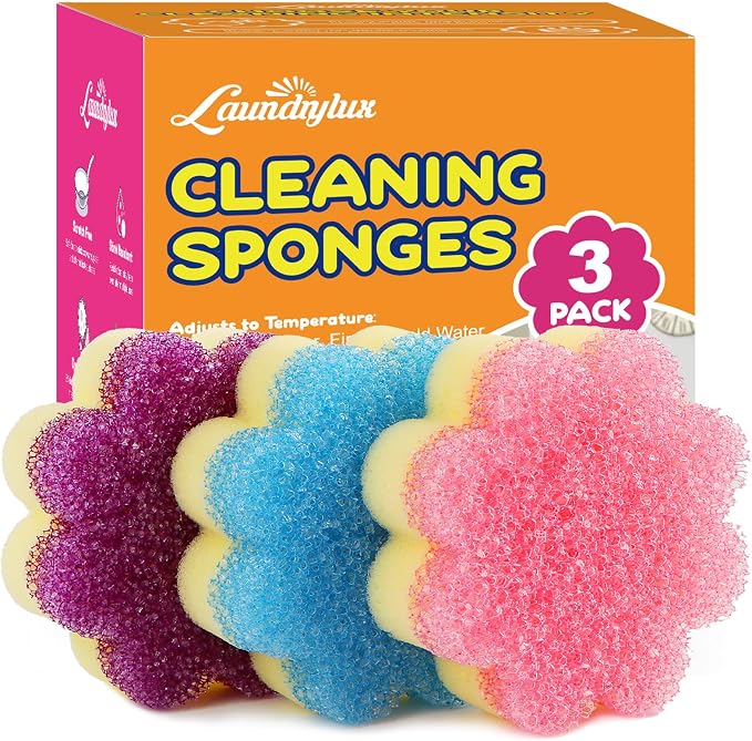 LAUNDRYLUX Scrub Sponge, Dual-Sided Temperature-Responsive Scrubber by LAUNDRYLUX