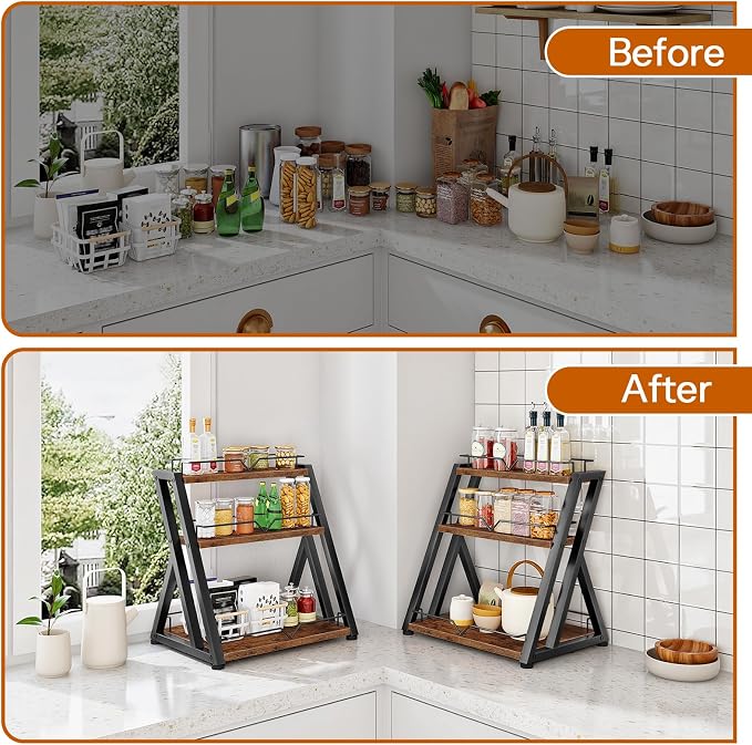 HOOBRO 3-Tier Kitchen Spice Rack, Kitchen Countertop Shelf, Desk Shelf Organizer - Image 6