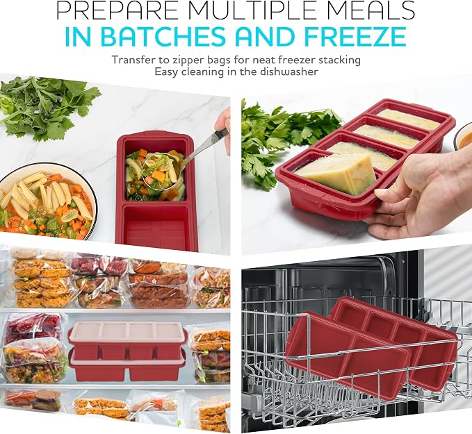 Silicone Freezer Tray With Lid-Soup Freezer Container molds-Large Ice Cube Tray - Image 2