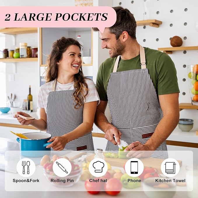 2Pack Adjustable Kitchen Apron for Women Men - Image 4