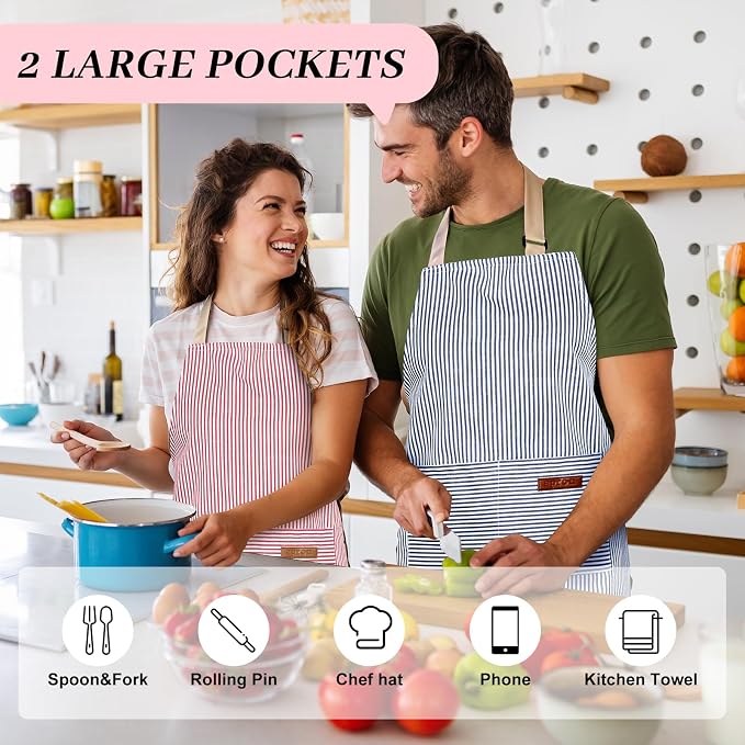 2Pack Adjustable Kitchen Apron for Women Men - Image 4