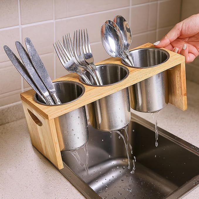 ZOOFOX 3 Pack Silverware Holder, Stainless Steel Utensil Organizer - Image 7