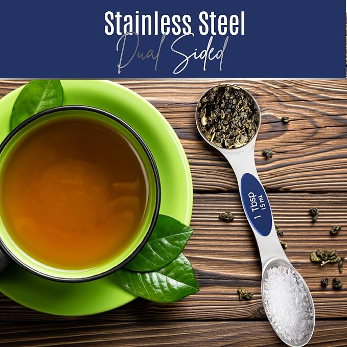 Magnetic Measuring Spoons Set of 9 Stainless Steel Dual-Sided Stackable - Image 2