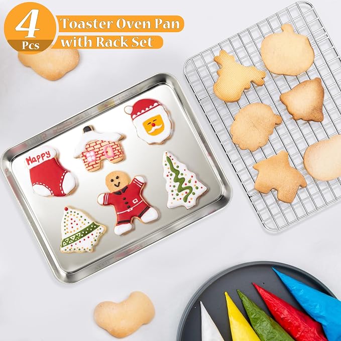 TeamFar Toaster Oven Pan with Rack Set, Non-Toxic & Heavy-Duty, Dishwasher Safe - Image 5