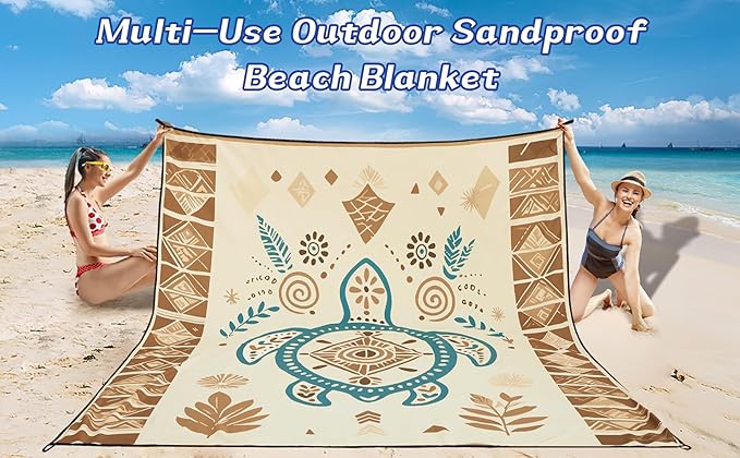 WIWIGO Beach Blanket Waterproof Sandproof Beach Mat 79" X 83"/10'x9'for 2-8 - Image 6