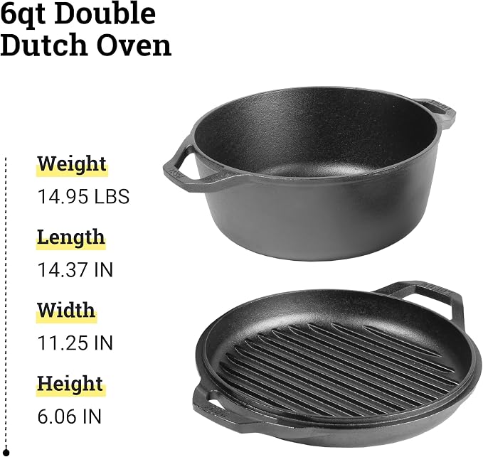 Lodge Chef Collection 6qt Double Dutch Oven - Image 8