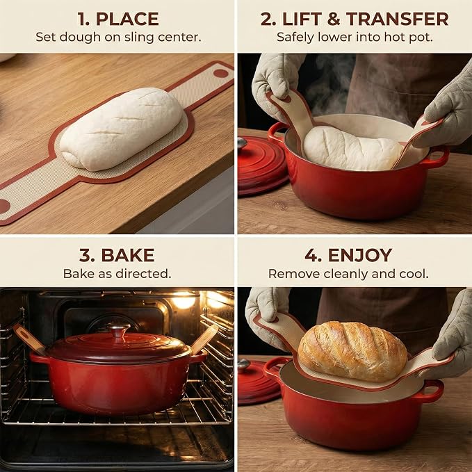 Silicone Bread Sling for Dutch Oven, Easy Clean Sourdough Baking Supplies - Image 6