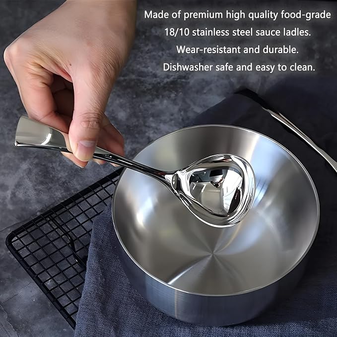 Comicfs Gravy Ladle, 18/10 Stainless Steel Soup Ladle, Small Soup Ladles - Image 4
