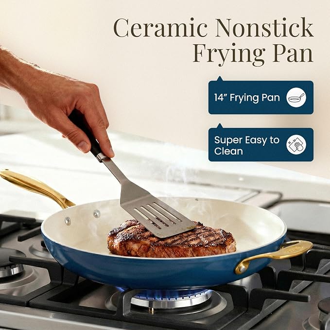 Gotham Steel 14 Inch Non Stick Frying Pans, Family Sized Non Stick Skillet - Image 3