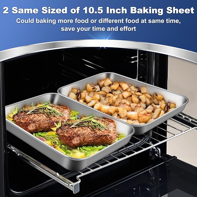 P&P CHEF 10.5 Inch Baking Cookie Sheet, Oven Pan Tray Stainless Steel Sheet Pan - Image 5