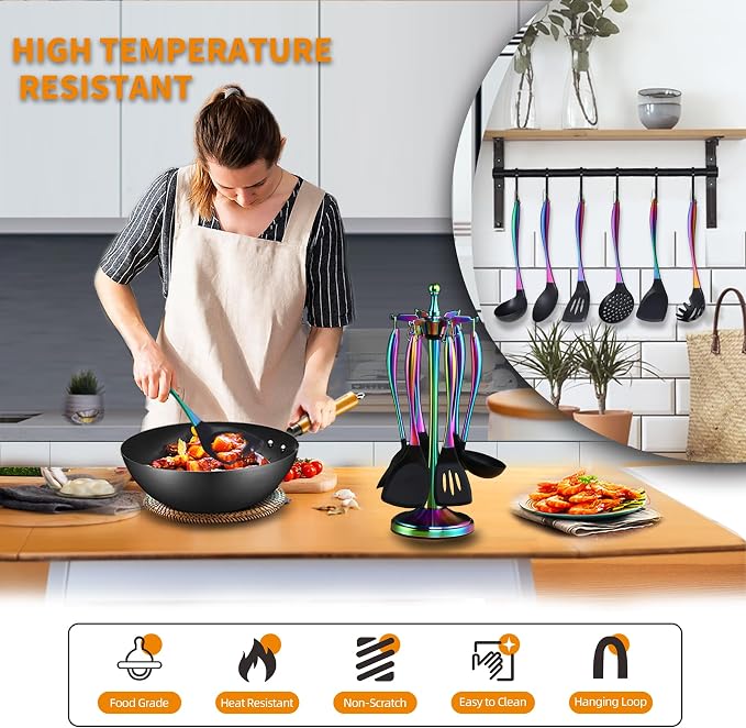 Kitchen Utensils Set, Large Non-stick Silicone Cooking Utensils Set 6 Pcs - Image 7