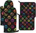 Colorful Paw Print Oven Mitts and Pot Holders Sets Heat Resistant 4Pcs by ANTJOO