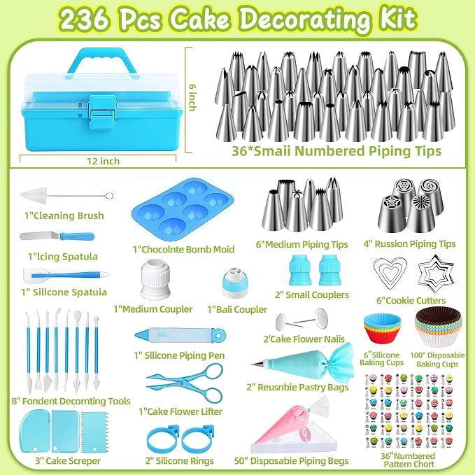 Suuker Cake Decorating Tools Supplies Kit, 236 Pieces Baking Accessories - Image 7
