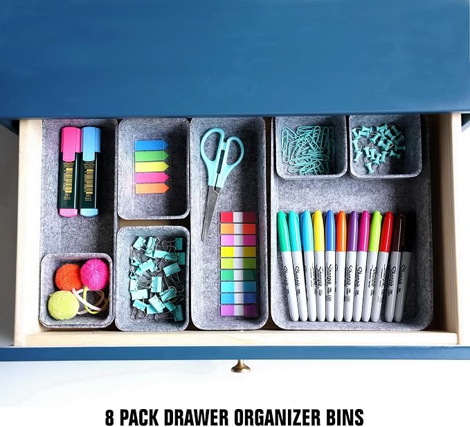 Welaxy Desk Drawer organizers tray Felt storage bins aesthetics room décor - Image 4