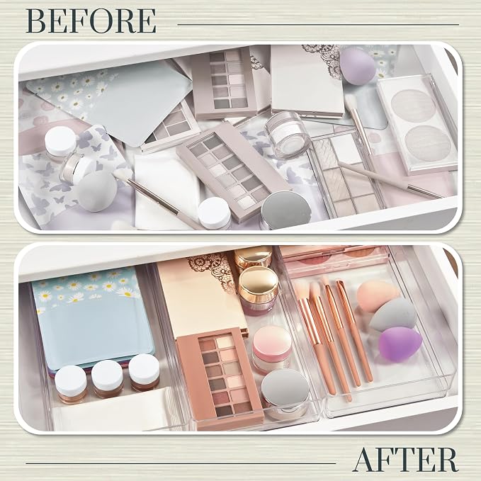 STORi SimpleSort 3-Piece Stackable Clear Drawer Organizer Set | 12" x 6" x 2" - Image 6