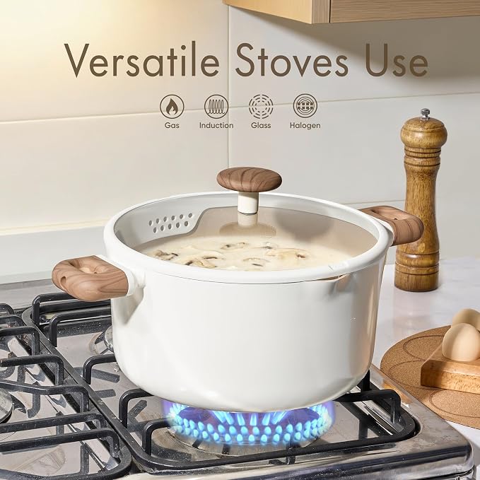 CAROTE Stock Pot with Lid, 7Quart Ceramic Soup Pot Non Toxic, Nonstick Cooking - Image 7