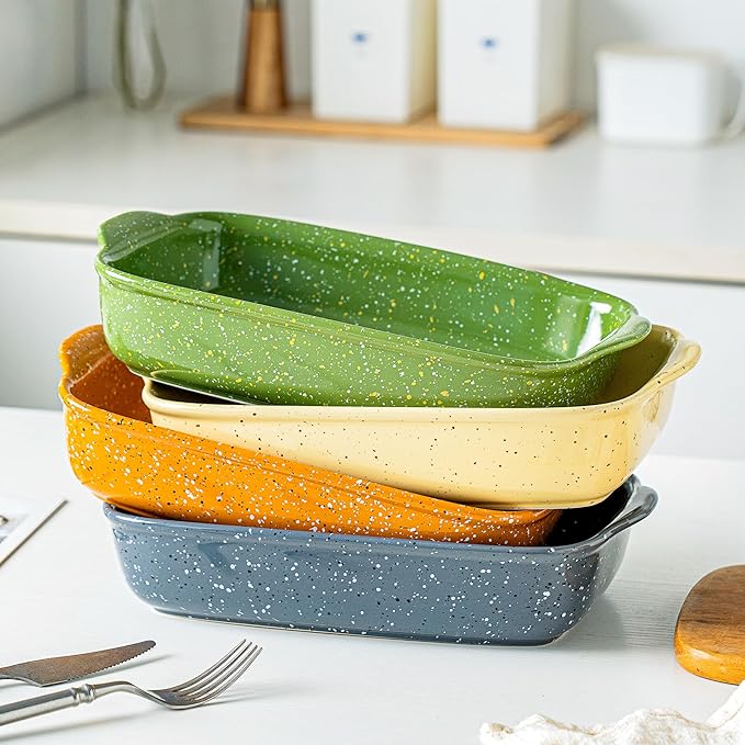 Ceramic Baking Dishes for Oven, Heavy Duty Bakeware Dish Set of 3, Rectangular - Image 7
