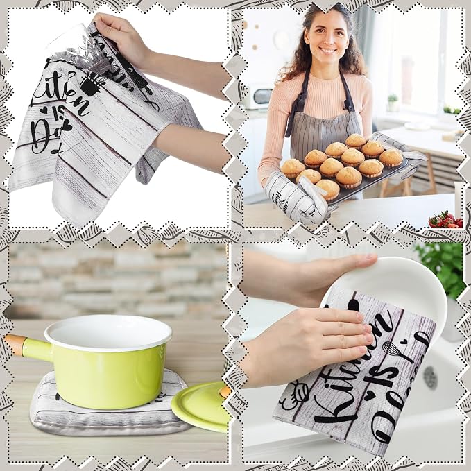 Fourluoo 10 Pcs Farmhouse Kitchen Decor and Accessories Set 4 Kitchen Towels 2 - Image 6